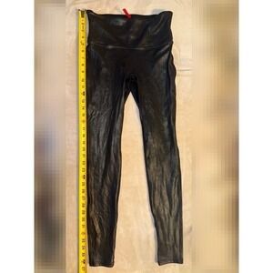 Spanx‎ Faux Faux Leather Look Leggings Medium High Waisted Black